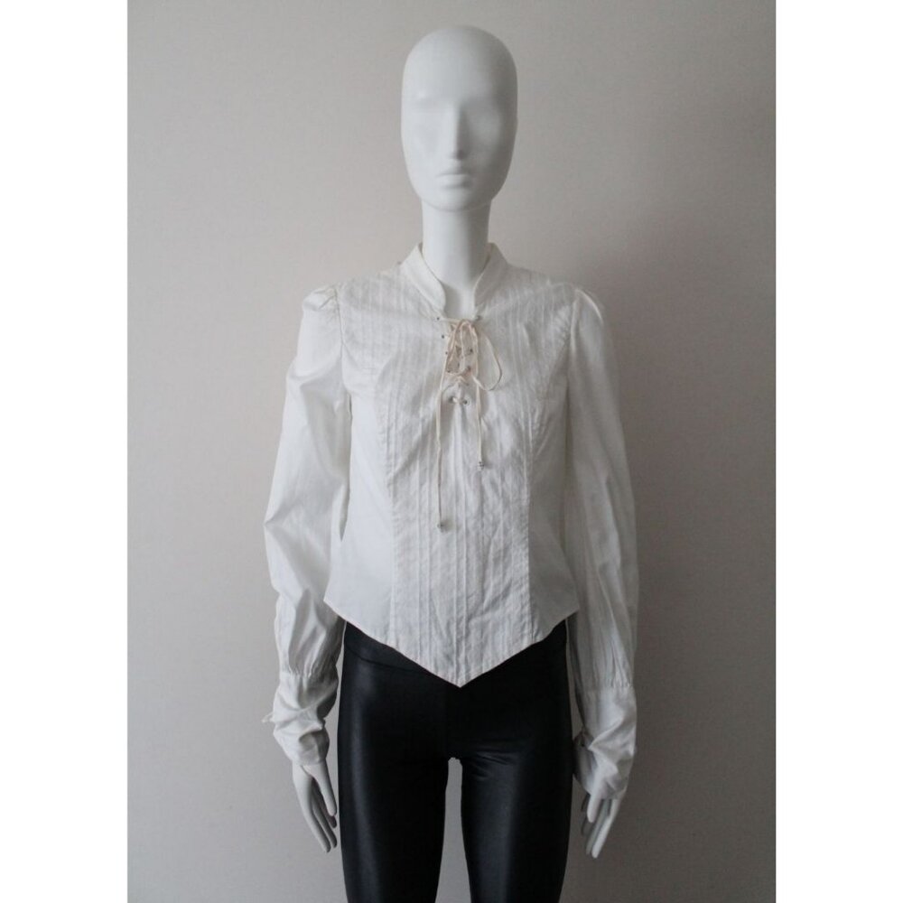Carolina Herrera Lace Up Victorian Blouse White Size 4